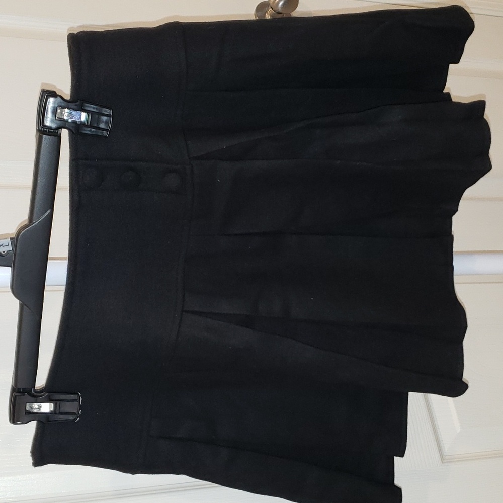 Womens lined wool pleated black mini skirt size M